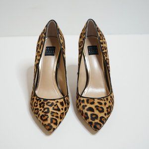 White House Black Market Cheetah Haircalf Mid-Heel Pump, Size 6.5